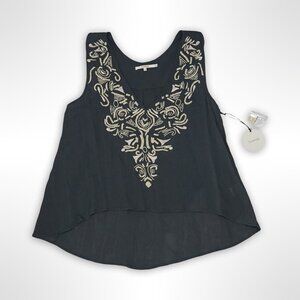 Tularosa Black Embroidered Sleeveless Top - XS